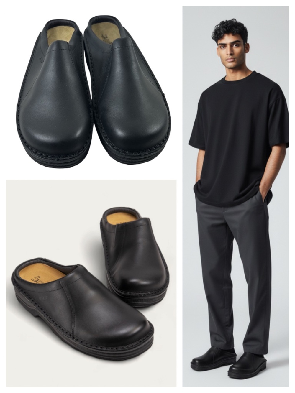 New Naot Bjorn Clogs Mules Shoes Mens Sz 44 US 11 Leather Black Comfort Slip On